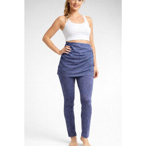 DEAR SPARKLE Heather Blue Leggings with Skirt Overlay, Activewear, Size Large